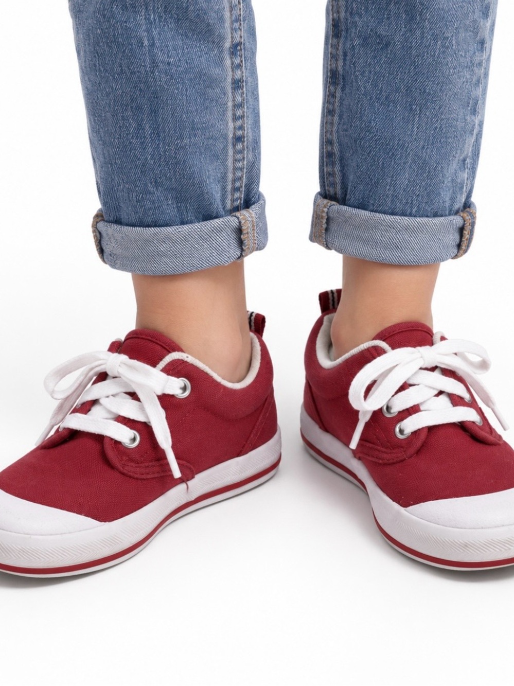 Keds Kids Low-Top Lace-Up Sneakers Graham Red 10W Round Toe
